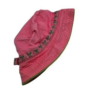 Vintage Y2K Girls Bucket Hat Preppy Pink w/ Tennis Racket Ribbon Clueless